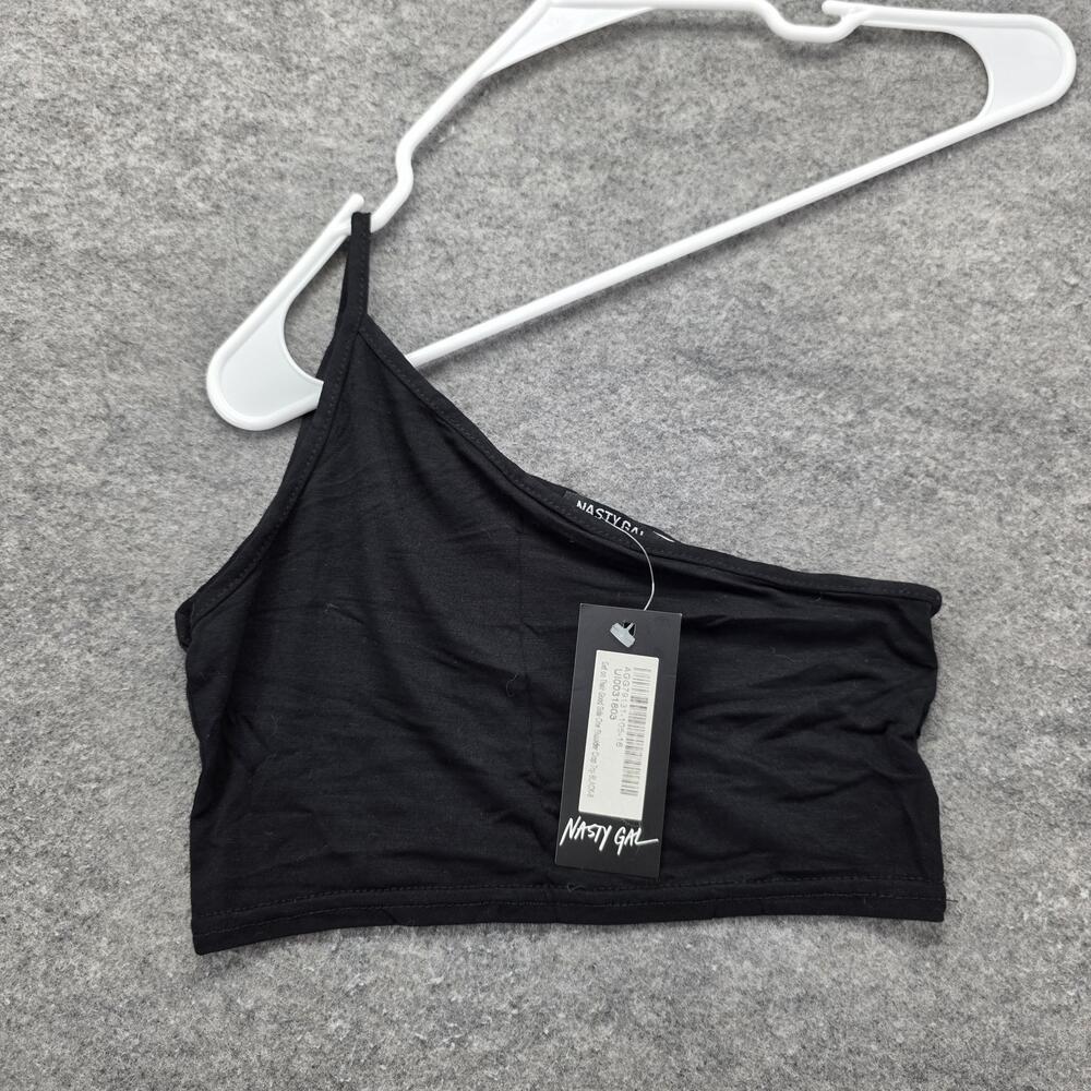 Nasty Gal Crop Top Womens USA 4 Black One Shoulder Get On Their Good Side New
